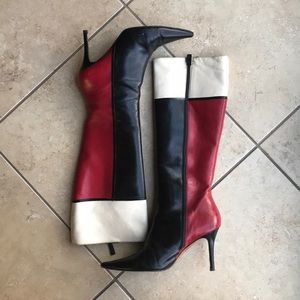 Kate Spade Knee Leather Red/Black Boots sz-10